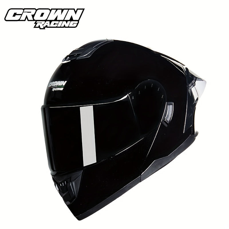 Crown Racing Motorcycle Dual Visor Flip Up Modular Open Face Helmet DOT Authentication Motorcycle Helmet With Tail Wing