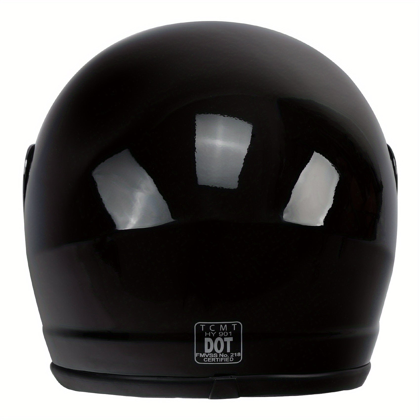 TCMT Gloss Black Full-Face DOT Certified Motorcycle Helmet - Adult Size S/M/L/XL Mirror Shield Superior Protection and