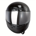 TCMT Gloss Black Full-Face DOT Certified Motorcycle Helmet - Adult Size S/M/L/XL Mirror Shield Superior Protection and
