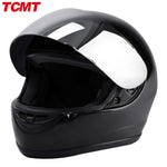 TCMT Gloss Black Full-Face DOT Certified Motorcycle Helmet - Adult Size S/M/L/XL Mirror Shield Superior Protection and
