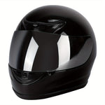 TCMT Gloss Black Full-Face DOT Certified Motorcycle Helmet - Adult Size S/M/L/XL Mirror Shield Superior Protection and