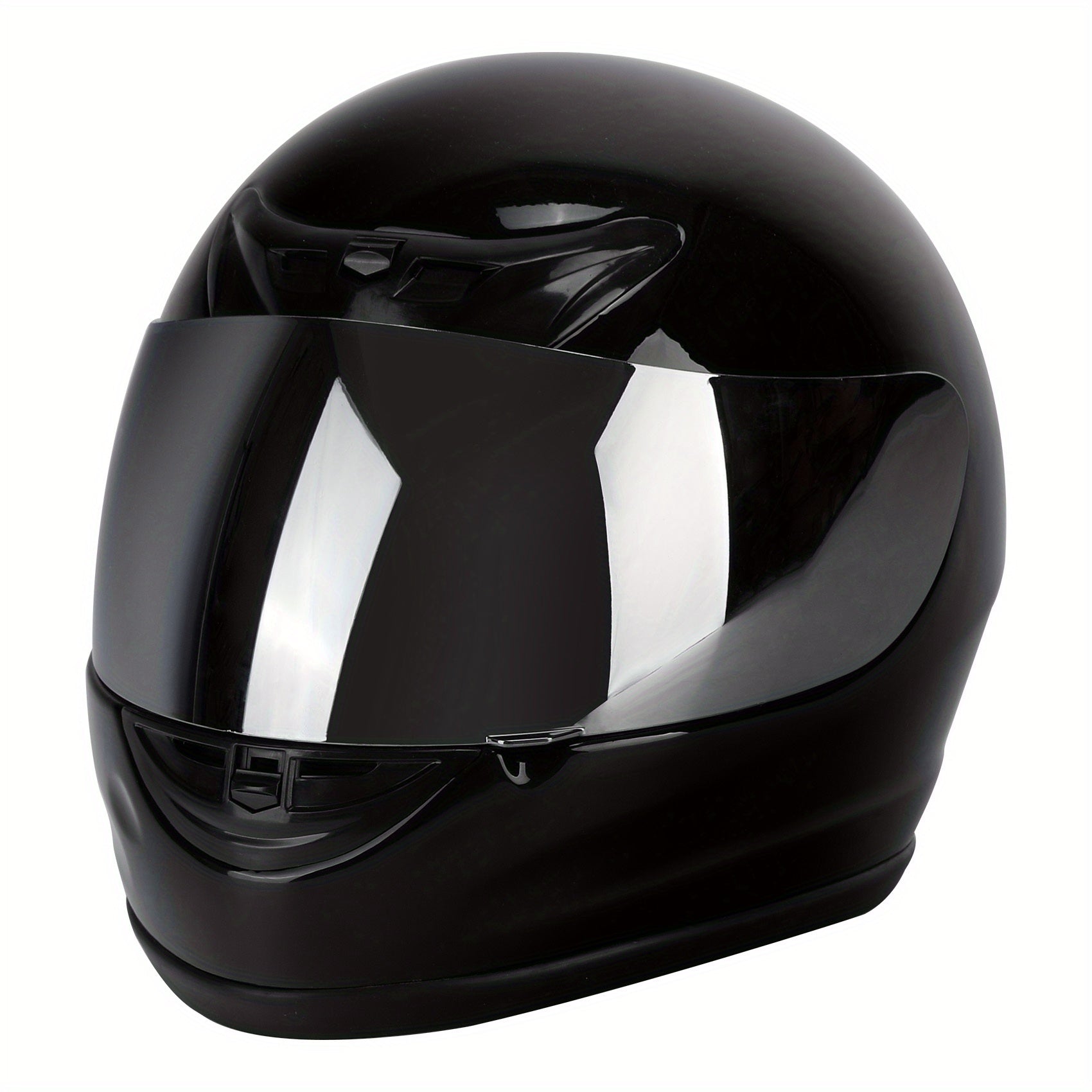 TCMT Gloss Black Full-Face DOT Certified Motorcycle Helmet - Adult Size S/M/L/XL Mirror Shield Superior Protection and