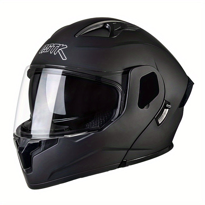 Sleek Men’S Modular Flip-Up Motorcycle Helmet with ABS Construction - No Accessories Included
