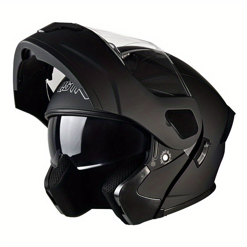 Sleek Men’S Modular Flip-Up Motorcycle Helmet with ABS Construction - No Accessories Included