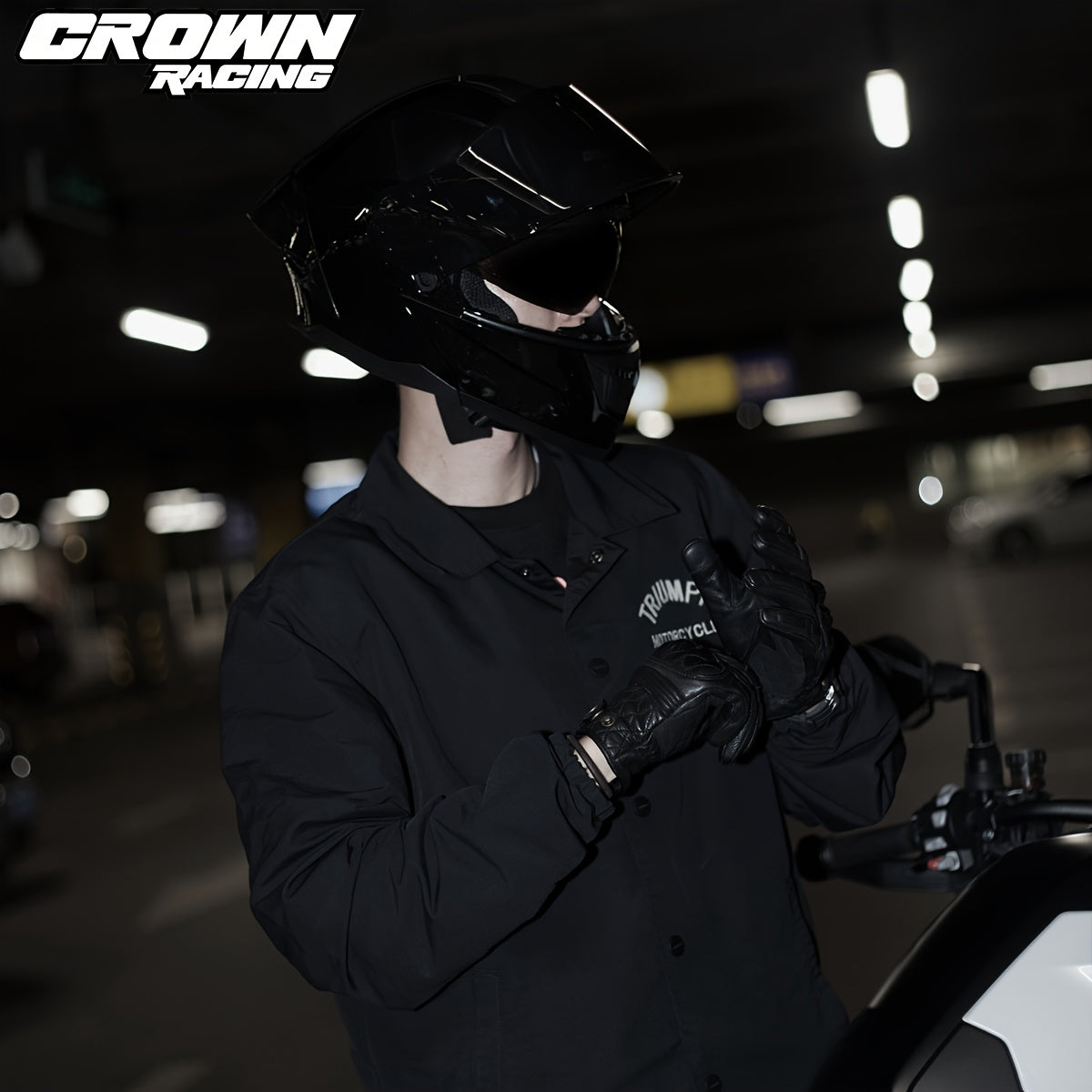 Crown Racing Motorcycle Dual Visor Flip Up Modular Open Face Helmet DOT Authentication Motorcycle Helmet With Tail Wing