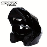 Crown Racing Motorcycle Dual Visor Flip Up Modular Open Face Helmet DOT Authentication Motorcycle Helmet With Tail Wing