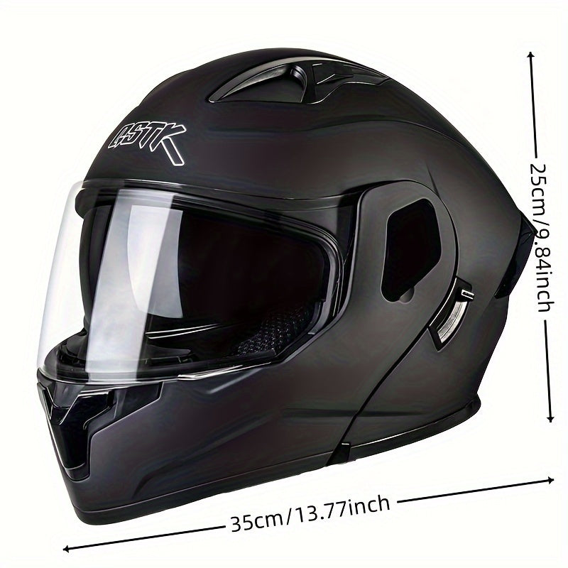 Sleek Men’S Modular Flip-Up Motorcycle Helmet with ABS Construction - No Accessories Included