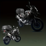 Expandable Motorcycle Travel Luggage Bag - 10.57-15.85gal Black PVC Saddle Bag with Adjustable Straps Multiple