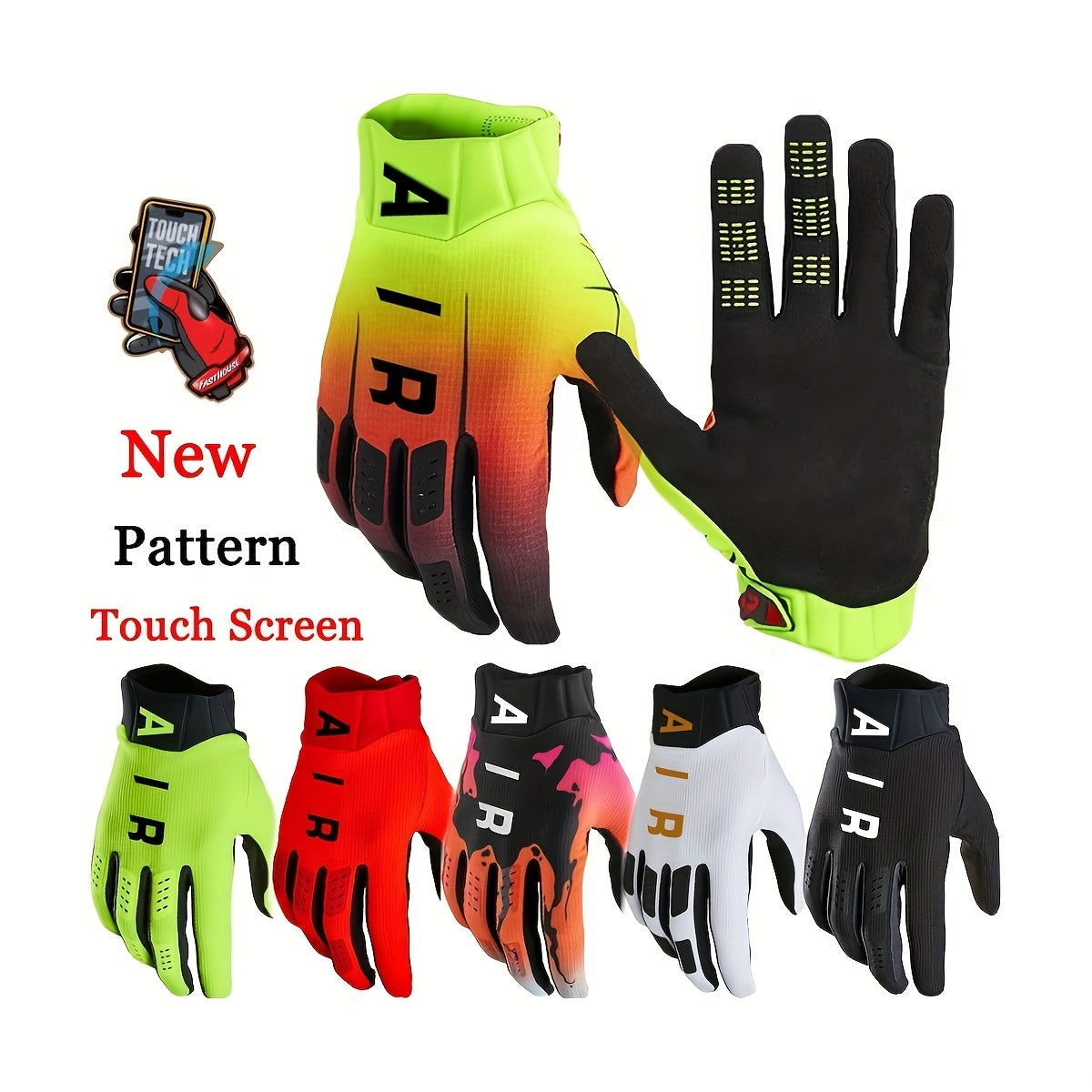 2pcs Motorcycle Gloves, Off-Road Racing Anti-Slip Gloves, Touch Screen Breathable Cycling Gloves for Riding, Etc Christmas Gift