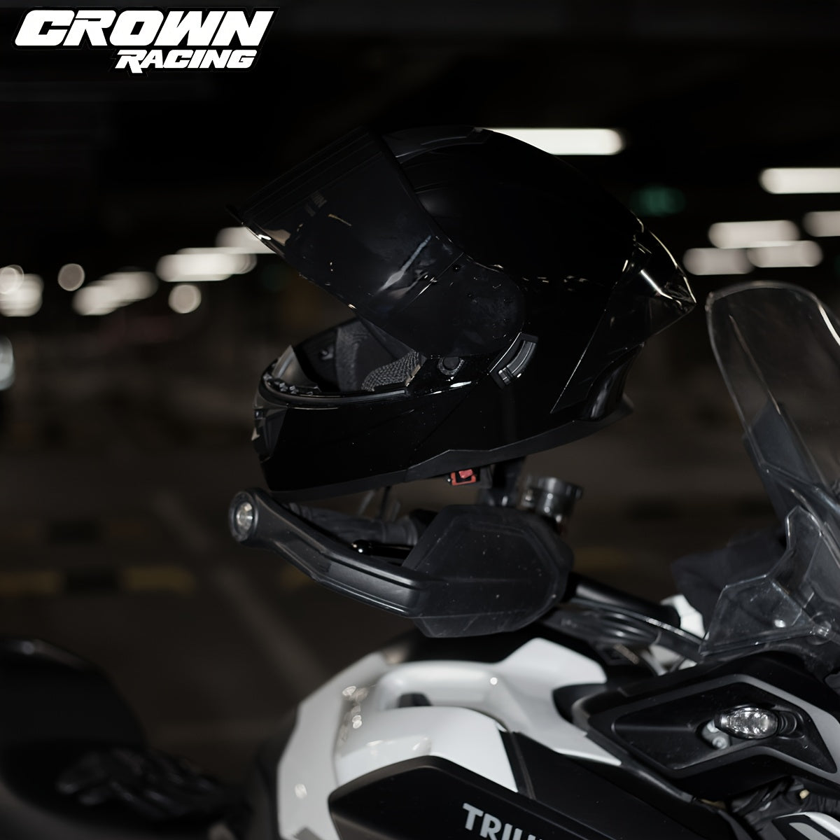 Crown Racing Motorcycle Dual Visor Flip Up Modular Open Face Helmet DOT Authentication Motorcycle Helmet With Tail Wing