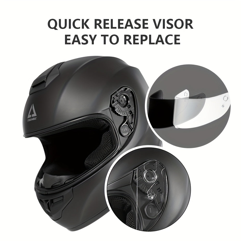 TRIANGLE Full Face Motorcycle Helmet for Men And Women - Dual Visors Safe & Reliable High - Quality Materials Multiple