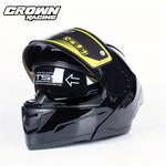 Crown Racing Motorcycle Dual Visor Flip Up Modular Open Face Helmet DOT Authentication Motorcycle Helmet With Tail Wing