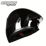 Crown Racing Motorcycle Dual Visor Flip Up Modular Open Face Helmet DOT Authentication Motorcycle Helmet With Tail Wing