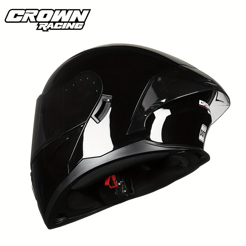 Crown Racing Motorcycle Dual Visor Flip Up Modular Open Face Helmet DOT Authentication Motorcycle Helmet With Tail Wing