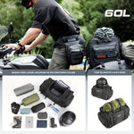 Expandable Motorcycle Travel Luggage Bag - 10.57-15.85gal Black PVC Saddle Bag with Adjustable Straps Multiple
