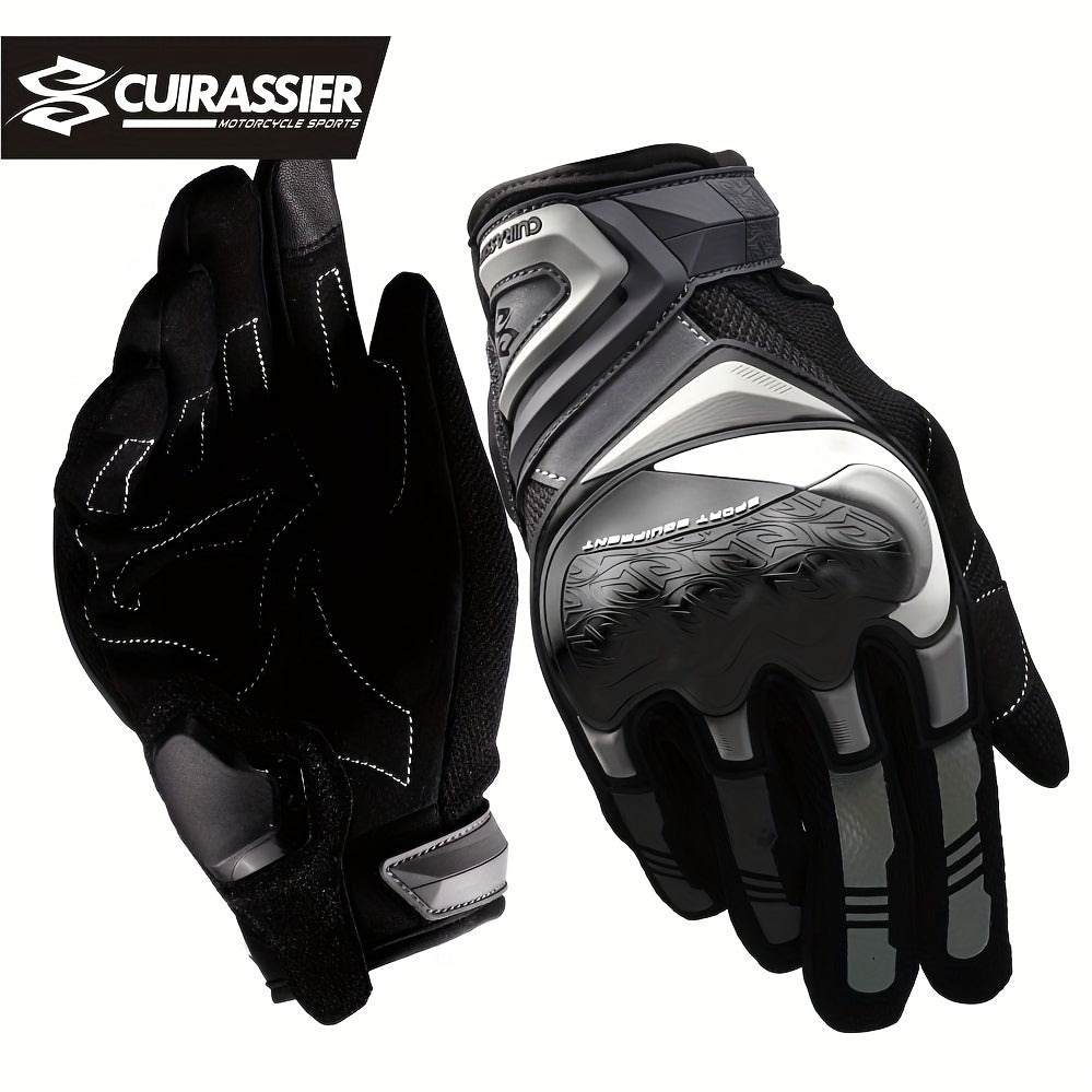 Full Finger Breathable Cuirassier Motorcycle Gloves with Night Reflective Touch Screen for Outdoor Riding Motorbike