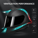TRIANGLE Full Face Motorcycle Helmet for Men And Women - Dual Visors Safe & Reliable High - Quality Materials Multiple