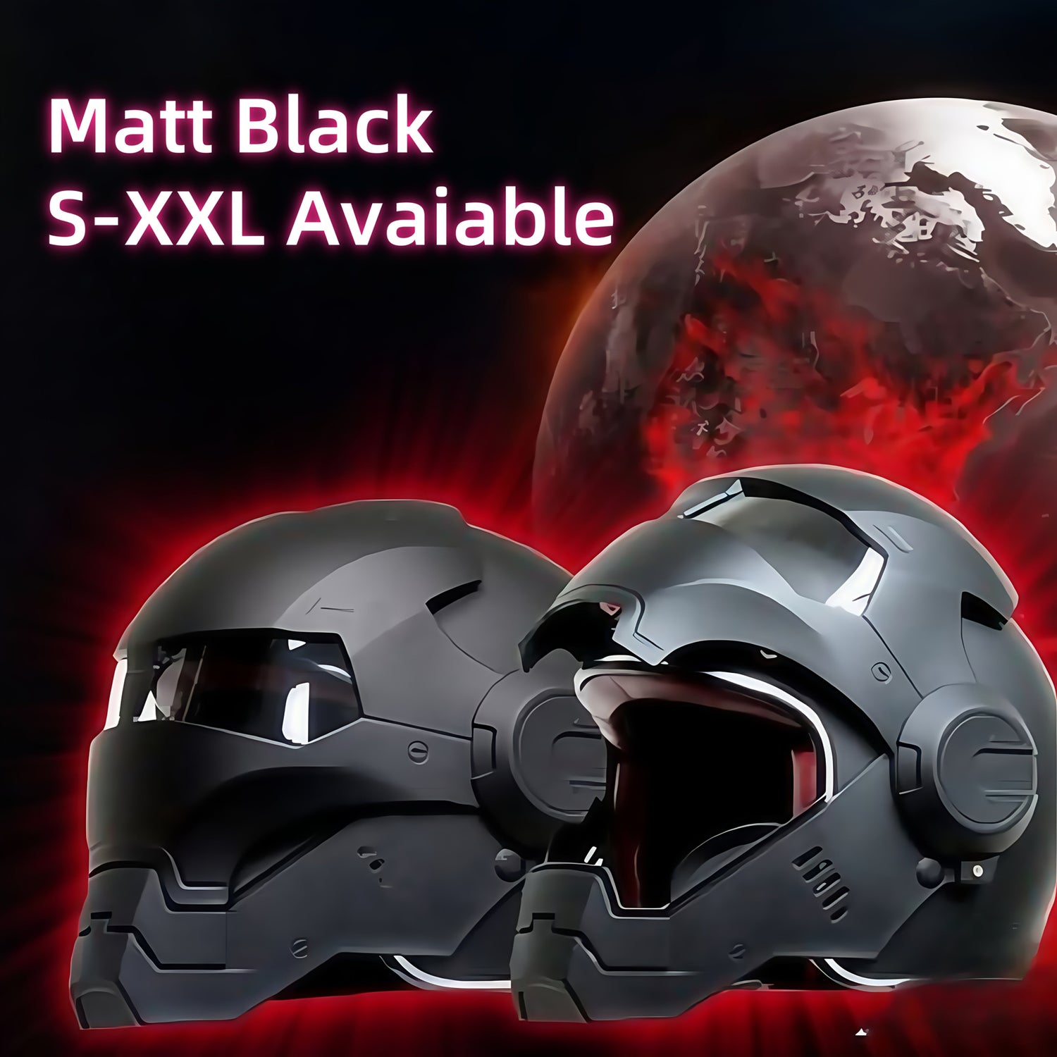 1 Matt Black S-XL Motorcycle Helmet - Durable ABS All-Season Protection with Reflective Visor & Ventilation Available