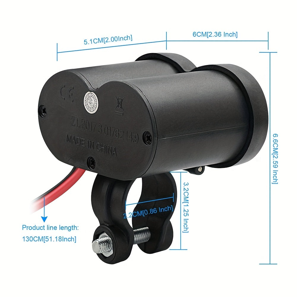 Universal Motorbike USB Charger - Handlebar Power Adapter with Switch Cover for Motorcycle Cigarette Lighter Socket - Durable and Water-Resistant Design for Safe Charging on the Go