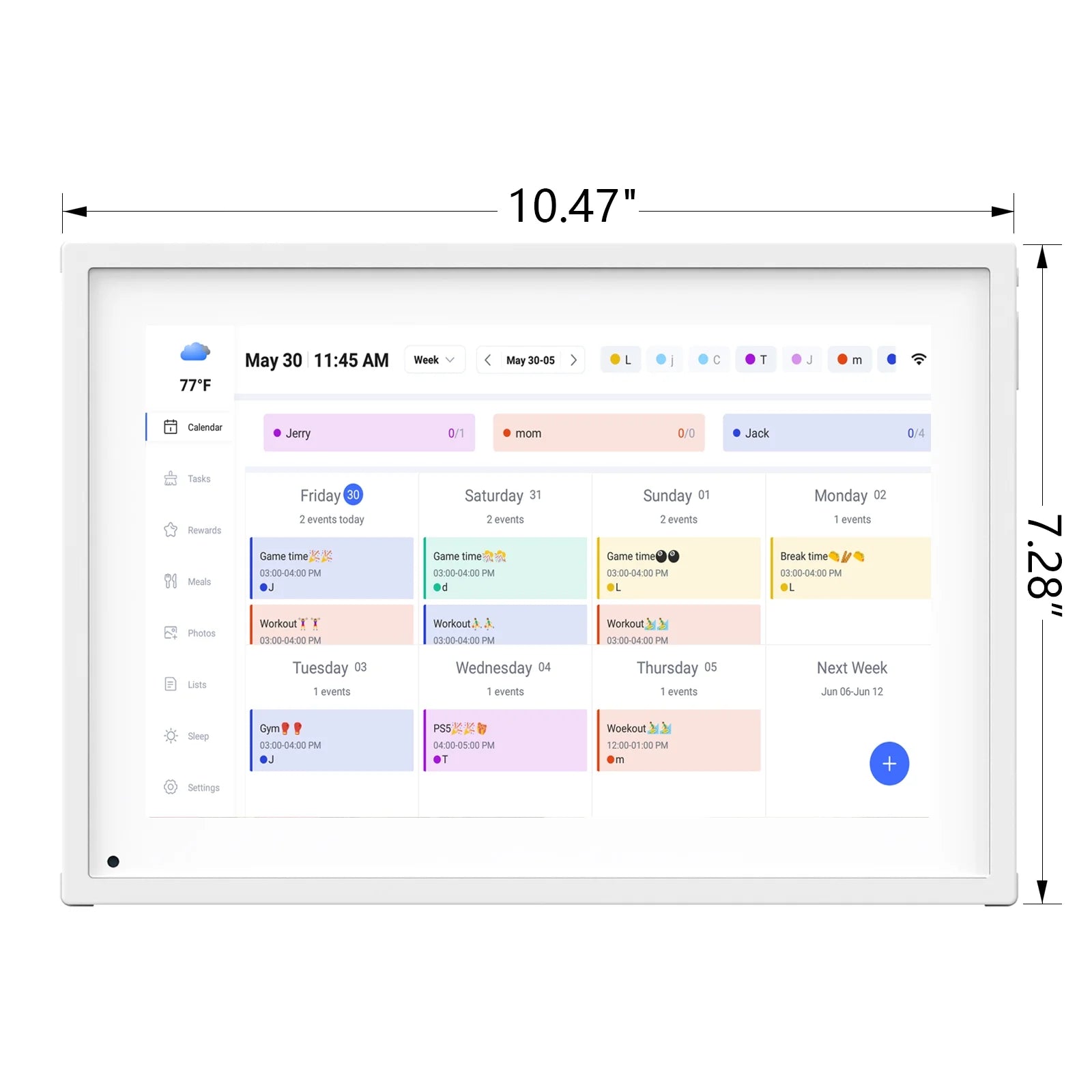 10.1 Inch Smart Digital Calendar Planner & Chore Chart, IPS HD Touchscreen Interactive Display for Family Schedules, Desk Stand Included - Share Photos/Videos