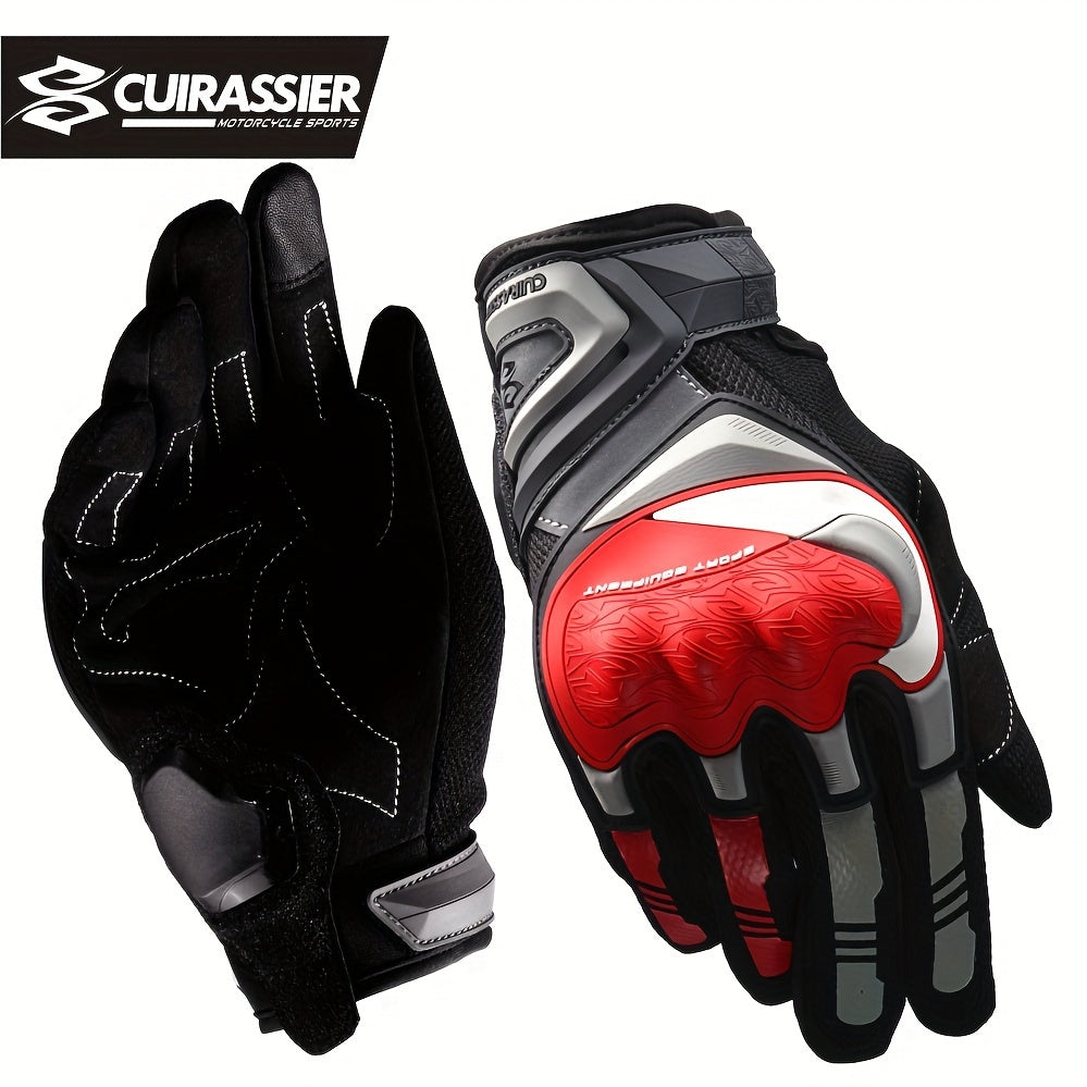 Full Finger Breathable Cuirassier Motorcycle Gloves with Night Reflective Touch Screen for Outdoor Riding Motorbike