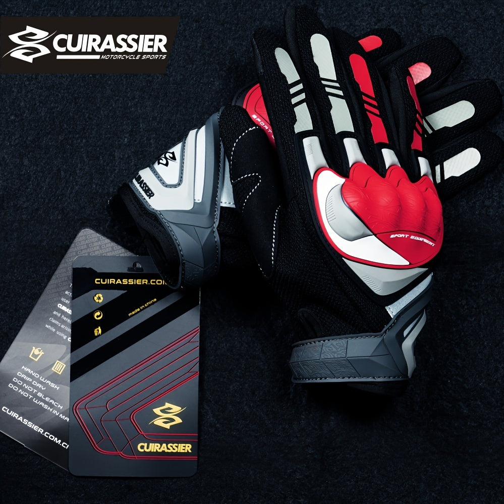 Full Finger Breathable Cuirassier Motorcycle Gloves with Night Reflective Touch Screen for Outdoor Riding Motorbike