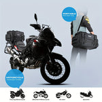 Expandable Motorcycle Travel Luggage Bag - 10.57-15.85gal Black PVC Saddle Bag with Adjustable Straps Multiple