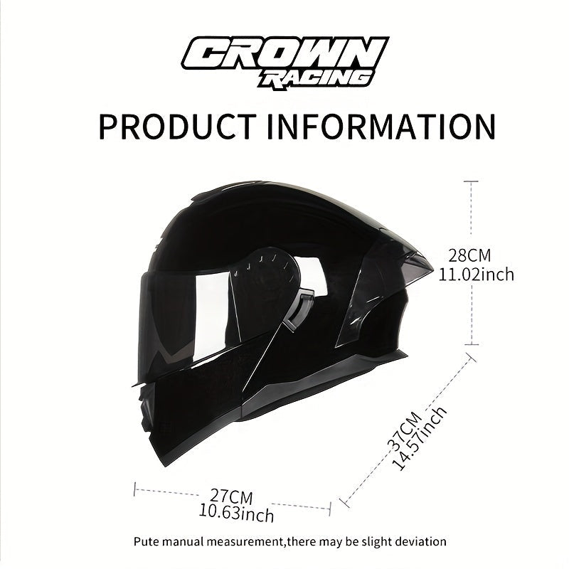 Crown Racing Motorcycle Dual Visor Flip Up Modular Open Face Helmet DOT Authentication Motorcycle Helmet With Tail Wing