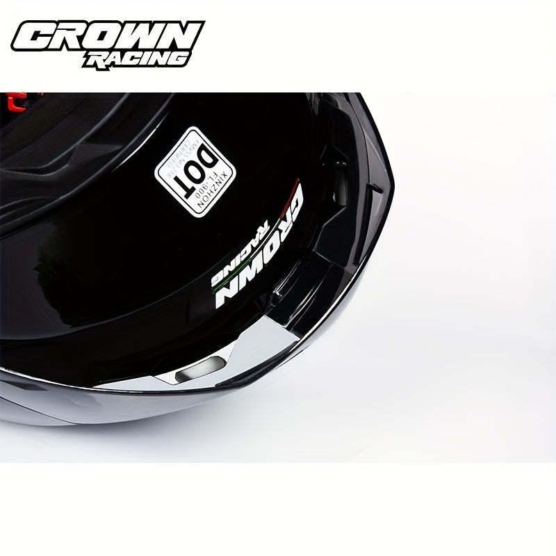 Crown Racing Motorcycle Dual Visor Flip Up Modular Open Face Helmet DOT Authentication Motorcycle Helmet With Tail Wing