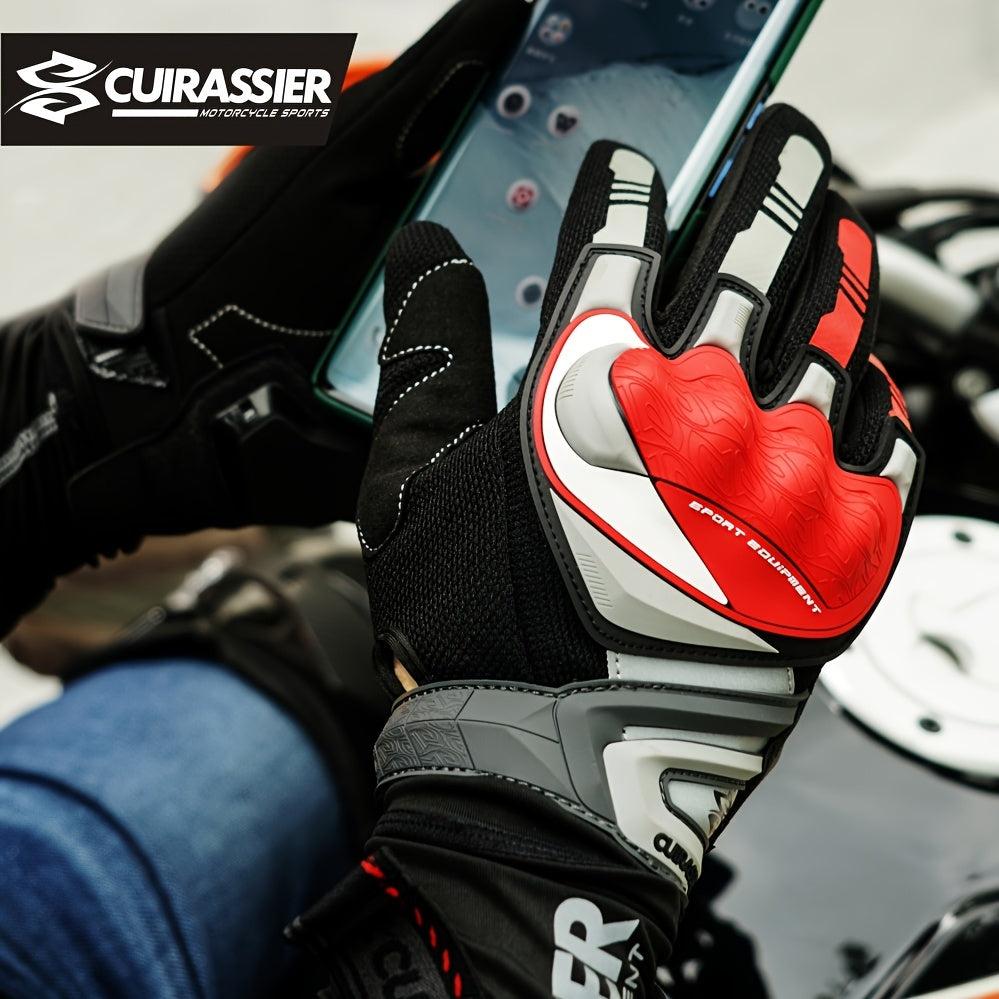 Full Finger Breathable Cuirassier Motorcycle Gloves with Night Reflective Touch Screen for Outdoor Riding Motorbike