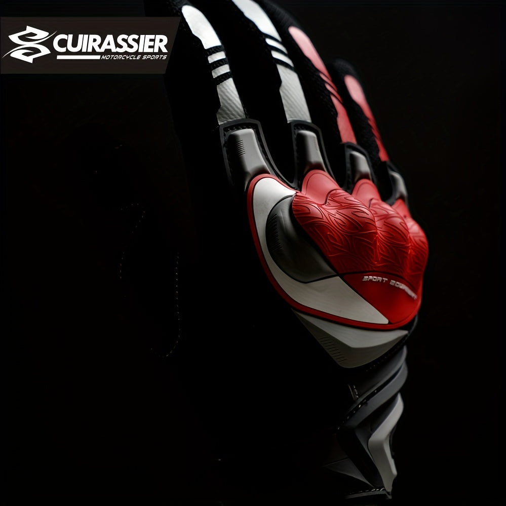 Full Finger Breathable Cuirassier Motorcycle Gloves with Night Reflective Touch Screen for Outdoor Riding Motorbike