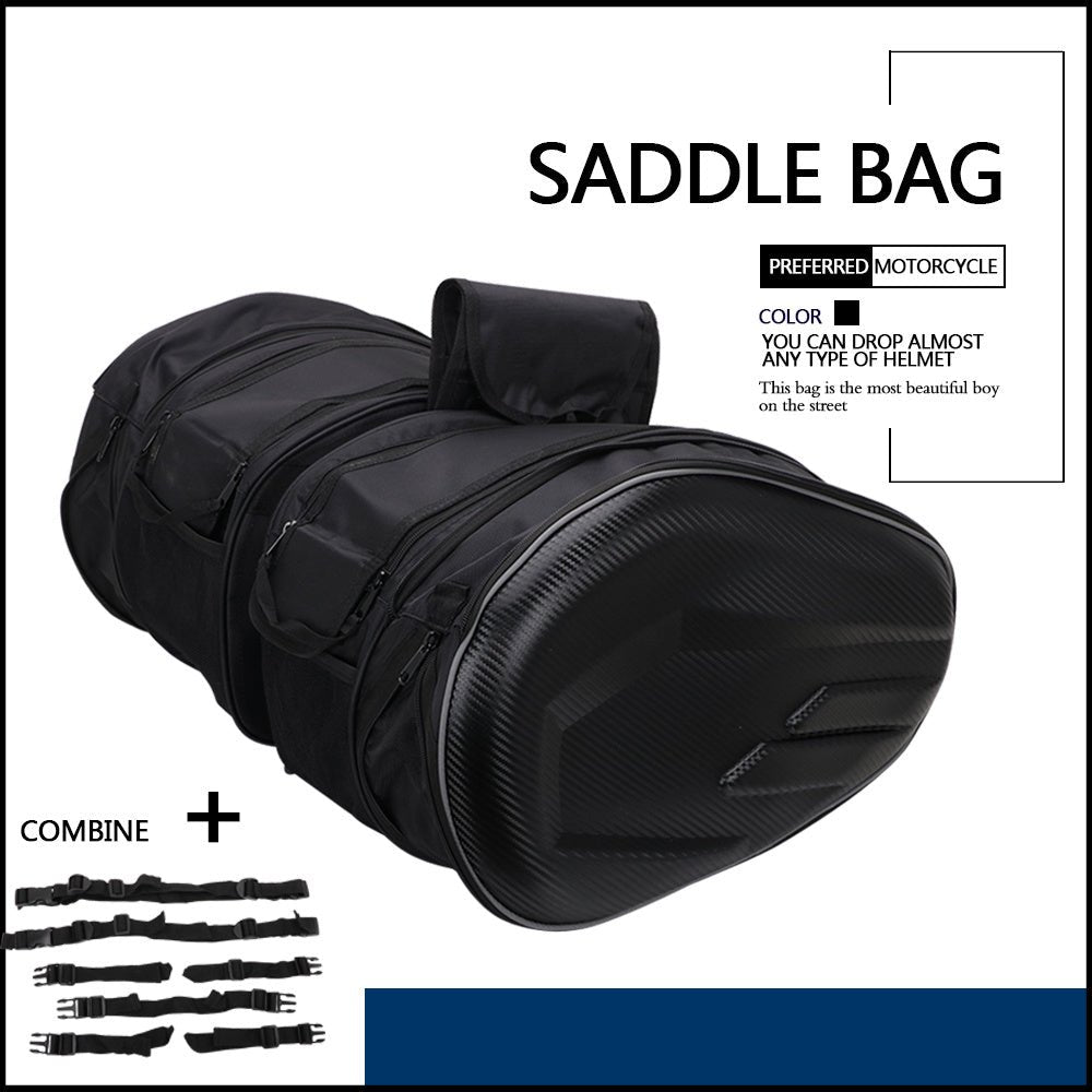 JFG RACING Motorcycle Saddlebags - 9.51gal - 15.32gal Expandable, Adjustable Strap, Durable EVA Material, Black - Fits Davidson, for SUZUKI, Yamaha, Kawasaki - Motorski