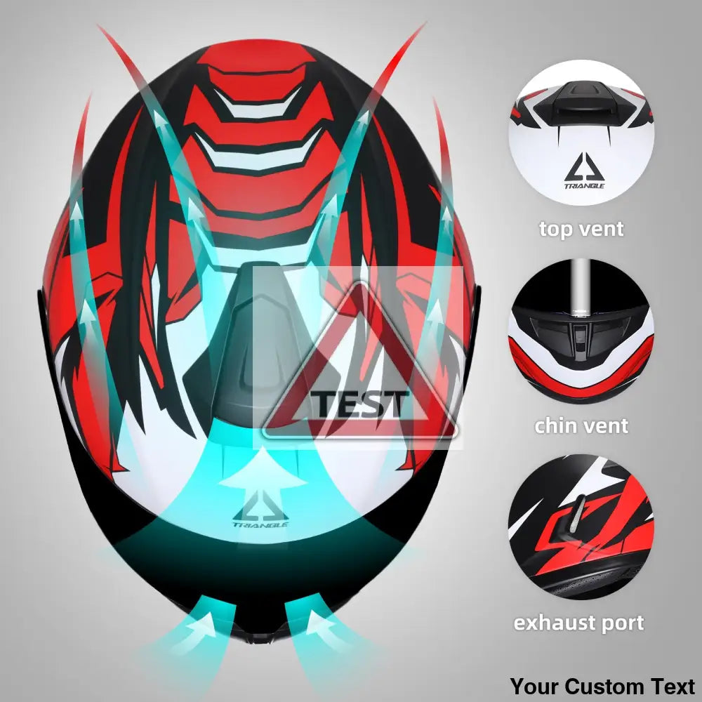TRIANGLE Full Face Motorcycle Helmet with Tinted Visor for Men DOT Approved - Motorski